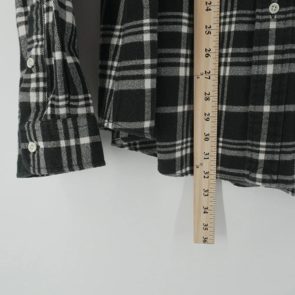 VTG Polo Ralph Lauren Flannel Shirt Men XXL Black White Plaid Button Down Pocket